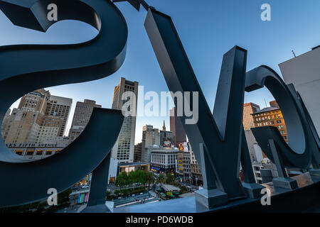 Luftbild des Union Square in San Francisco Stockfoto