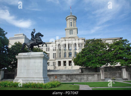 Statue von Andrew Jackson an der Tennessee State Capitol Building, Nashville, Tennessee, USA Stockfoto