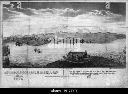 Ein Blick auf das Schloss von Sn. Juan de Ulua & Stadt Veracrux Stockfoto