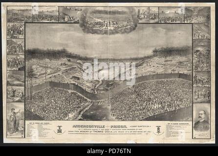 Andersonville Gefängnis, Camp Sumter, Ga, wie es schien, vom 1. August 1864, wenn es enthielt 35.000 Kriegsgefangene - aus dem Gedächtnis von Thomas O'Dea gezeichnet, Ende private Co.E. 16. regt. Maine Stockfoto