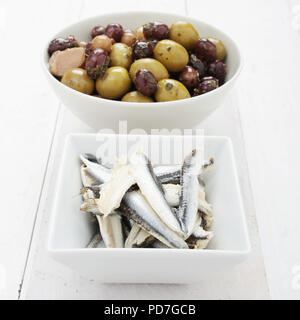 Gesunde finger food antipasta Tapas Auswahl Stockfoto