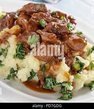 Traditionelle Rinderragout mit Colcannon Kartoffeln Stockfoto