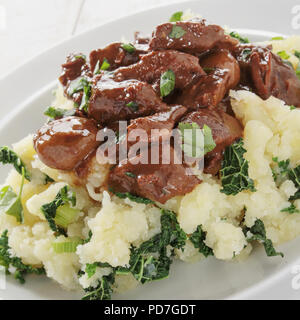 Traditionelle Rinderragout mit Colcannon Kartoffeln Stockfoto