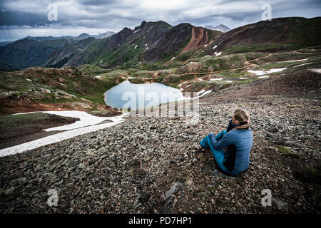 Blick vom Hurrikan Pass in Richtung See Como und Poughkeepsie Gulch Stockfoto