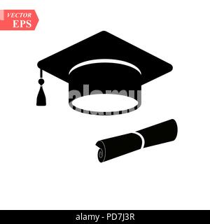 Skalenhaube und Diplom schwarz Web Icon. Vector Illustration Stock Vektor