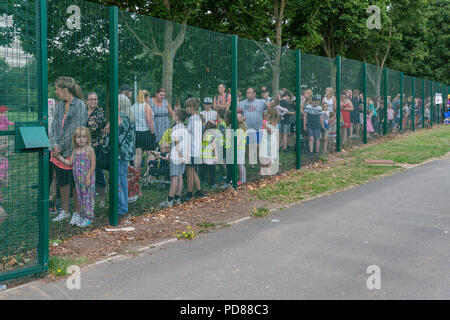 Warrington, Großbritannien. 7. August 2018. Warrington, Großbritannien. 07. August 2018 - Der erste Tag der Victoria Park erleben. VPX ist im elften Jahr und ist im Victoria Park, Latchford, Warrington, Cheshire jedes Jahr abgehalten. Jeden Dienstag im August die Tore für eine Vielzahl von Animationen für Kinder, die alle kostenlos Kredit: John Hopkins/Alamy Live News Credit: John Hopkins/Alamy leben Nachrichten Stockfoto