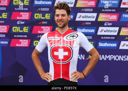 Cathkin Braes, Glasgow, UK. 7. August 2018. Die Männer cross country Mountainbike Studien über Cathkin Braes statt, auf der Südseite von Glasgow wurde von LARS FORSTER (SUI) gegen ein Feld von 59 internationalen Reiter Kredit gewonnen: Findlay/Alamy leben Nachrichten Stockfoto