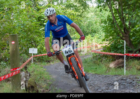 Glasgow, Schottland, Großbritannien. 7. August 2018. Mirko Tabacchi in Italien Fahrten bei den Herren Mountainbike Cross-Country bei Cathkin Braes Mountainbike Trails am Tag sechs der Europäischen Meisterschaften Glasgow 2018. Credit: Skully/Alamy leben Nachrichten Stockfoto