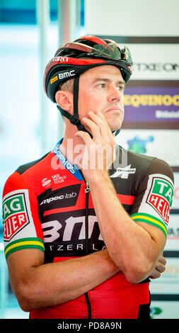 August 3, 2018 - San SebastiÃ¡N, Guipúzcoa, Spanien - Greg Van Avermaet (BMC Racing Team) vor dem Start des Rennens. der "Clínica¡sica San Sebastian ist ein traditionelles Radrennen findet jeden Sommer, in der verschiedene grand tour Sterne in San Sebastian, Spanien konkurrieren. Der "Clínica¡sica San Sebastian 2018 von Julian Alaphilippe gewonnen. Credit: Javier Martínez-Nez de La Puente/SOPA Images/ZUMA Draht/Alamy leben Nachrichten Stockfoto