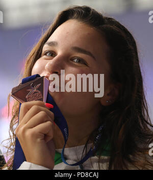 Glasgow, UK. 7. August 2018. Ajna Kesely (Großbritannien) während des Schwimmen Europameisterschaften Glasgow 2018, in Tollcross International Swimming Centre in Glasgow, Großbritannien, Tag 6, am 7. August 2018 - Foto Laurent Lairys/DPPI Credit: Laurent Lairys/Agence Locevaphotos/Alamy leben Nachrichten Stockfoto