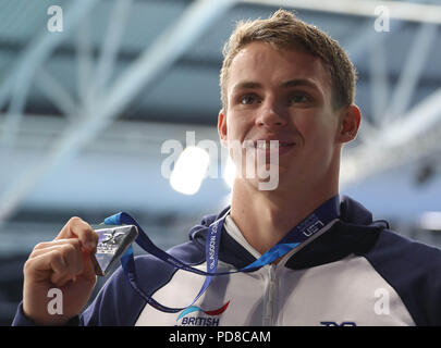 Glasgow, UK. 7. August 2018. Benjamin Poud (große Bretain) während des Schwimmen Europameisterschaften Glasgow 2018, in Tollcross International Swimming Centre in Glasgow, Großbritannien, Tag 6, am 7. August 2018 - Foto Laurent Lairys/DPPI Credit: Laurent Lairys/Agence Locevaphotos/Alamy leben Nachrichten Stockfoto