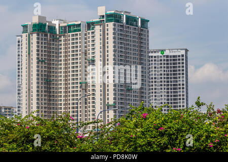 Ho Chi Minh, Asien - Mai 11, 2018: Wohngebäude im Zentrum von Ho Chi Minh gebaut Stockfoto