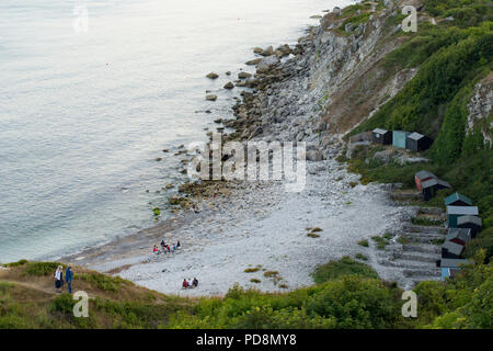 Kirche Ope Bucht auf der östlichen Seite der Isle of Portland als Abend in zeichnet. Dorset England UK GB. Stockfoto