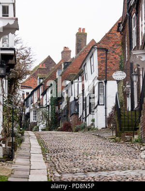 Gepflasterten Straße in Rye, East Sussex, Großbritannien Stockfoto