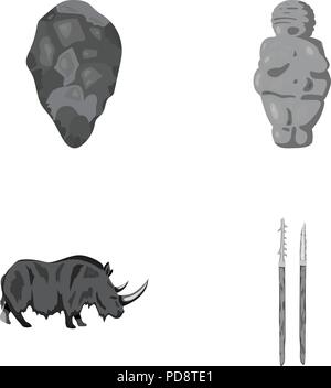 Das Leben in der Steinzeit cartoon Symbole im Set Sammlung für Design. Alten Leute vektor Symbol lieferbar web Abbildung. Stock Vektor
