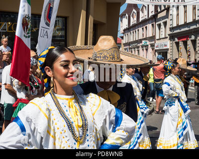 Die 55. Kulturwoche der Beskidy Highlanders 29.07 - 06.08.2018 . Team aus Mexiko Stockfoto