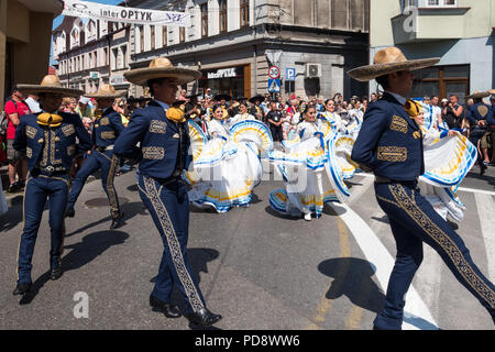 Die 55. Kulturwoche der Beskidy Highlanders 29.07 - 06.08.2018 . Team aus Mexiko Stockfoto