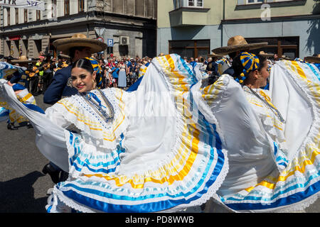 Die 55. Kulturwoche der Beskidy Highlanders 29.07 - 06.08.2018 . Team aus Mexiko Stockfoto