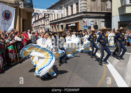 Die 55. Kulturwoche der Beskidy Highlanders 29.07 - 06.08.2018 . Team aus Mexiko Stockfoto