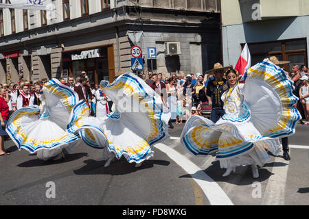 Die 55. Kulturwoche der Beskidy Highlanders 29.07 - 06.08.2018 . Team aus Mexiko Stockfoto