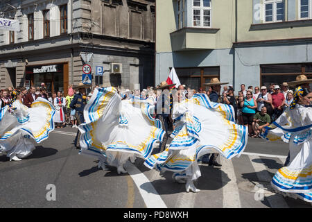 Die 55. Kulturwoche der Beskidy Highlanders 29.07 - 06.08.2018 . Team aus Mexiko Stockfoto