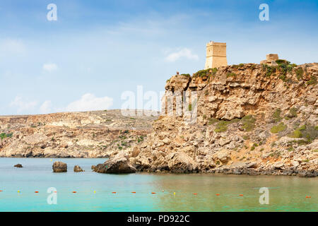 Einen kleinen Wachturm an der Westküste von Malta Stockfoto