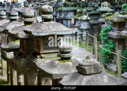 Steinlaternen in Tokio, Japan. Stockfoto