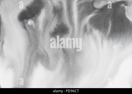 Schwarze und weiße abstraktes Aquarell auf Papier Hintergrund Textur Stockfoto