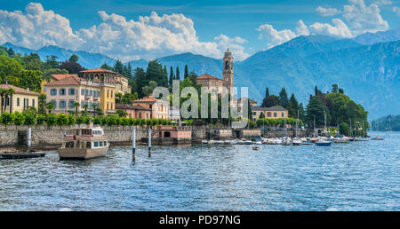 Malerische Aussicht in Tremezzo am Comer See, Lombardei (Lombardia), Italien. Stockfoto