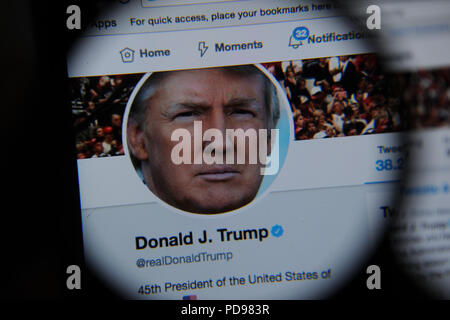 Donald Trumpf twitter Seite @ realDonaldTrump Stockfoto