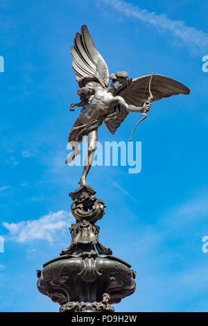 London England August 04, 2018 die Statue des Eros in Piccadilly Circus Stockfoto