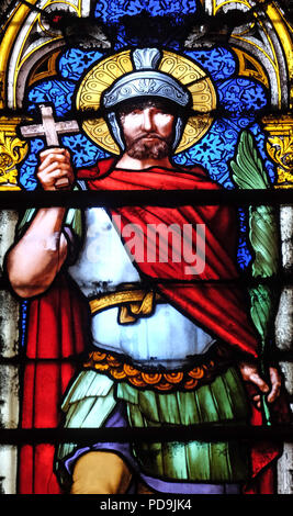 Saint Victor, Glasfenster in der Basilika St. Clotilde in Paris, Frankreich Stockfoto