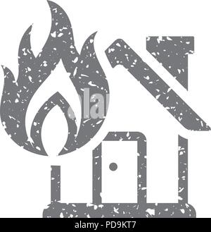 Grunge icon-Haus Feuer Stock Vektor