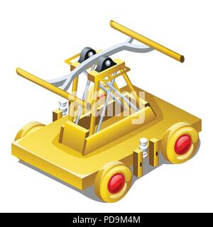 Tabelle Souvenir in Form von Draisine oder handcar aus Gold auf weißem Hintergrund closeup isoliert. Vector Illustration. Stock Vektor