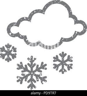 Grunge icon-Wetter bedeckt Schneefall Stock Vektor