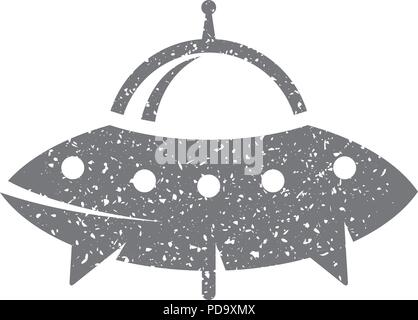 Grunge Symbol - Fliegende Untertasse Stock Vektor