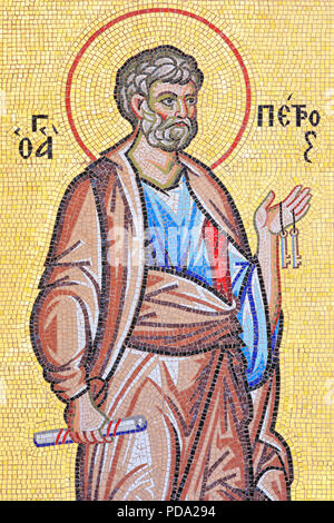 Ein Mosaik, St. Peter am Haupteingang von Kykkos Kloster in Zypern Stockfoto