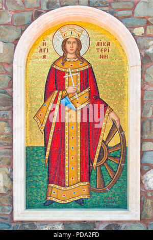 Ein Mosaik, die Heilige Katharina von Alexandria (287-305) bei Throni in der Nähe von Kloster Kykkos, Zypern Stockfoto
