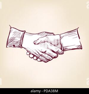 Handshake Hand gezeichnet Vektor llustration realistische Skizze Stock Vektor