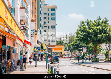 Hongkong - September 14, 2015: Stanley Bay Restaurant und Cafe Straße Stockfoto