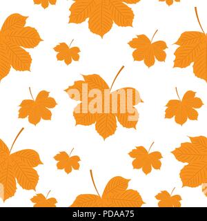Vector Illustration. Nahtlose Muster. Herbst gelbe Blätter Stock Vektor