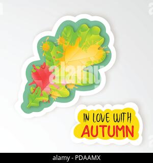 Papieraufkleber auf stilvollem Hintergrund von Oak Leaf Stock Vektor
