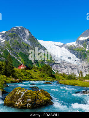 Bøyumbreen, einem Gletscher in Norwegen. Bøyumbreen oder bøyabreen, ist ein Arm der grössten Norwegens Gletscher Jostedalsbreen in Sogn og Fjordane. Stockfoto