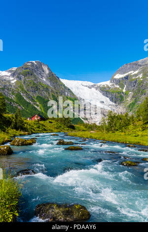 Bøyumbreen, einem Gletscher in Norwegen. Bøyumbreen oder bøyabreen, ist ein Arm der grössten Norwegens Gletscher Jostedalsbreen in Sogn og Fjordane. Stockfoto