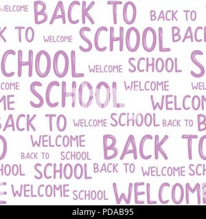 Nahtlose Muster der zurück zu Schule Worte Zitate. Stock Vektor