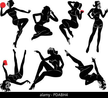 Vektor Silhouette von Pin-up-girls Stock Vektor