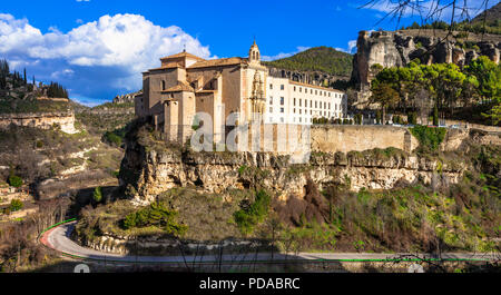 Schöne Parador de Cuenca, Panoramaaussicht, Spanien. Stockfoto