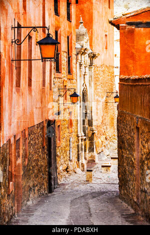 Alten Straßen von Spanien, Albarracin Dorf. Stockfoto