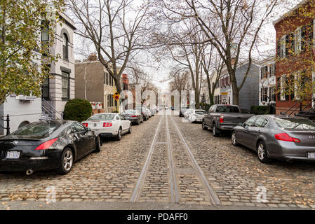Reihenhäuser in Georgetown, Washington, DC. Stockfoto