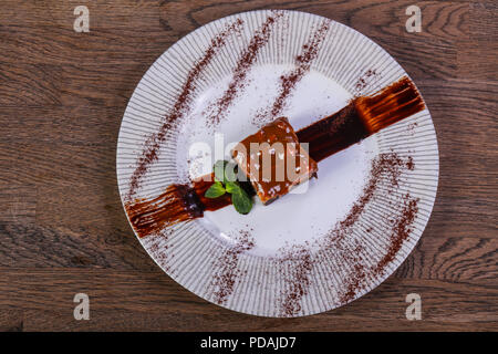 Caramel Brownie Kuchen Karamell Stockfoto